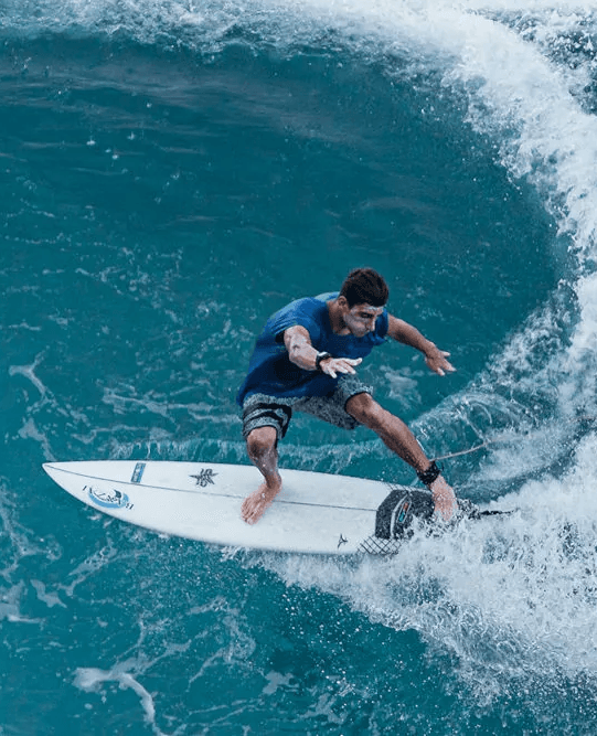 Lineup of surfers waiting at Cloud 9 in Siargao